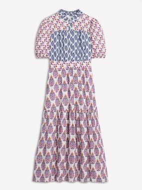 Boden | Dresses | Boden Nicola Jersey Tea Midi Dress Scallop Paisley Pink  And Green Nwt | Poshmark